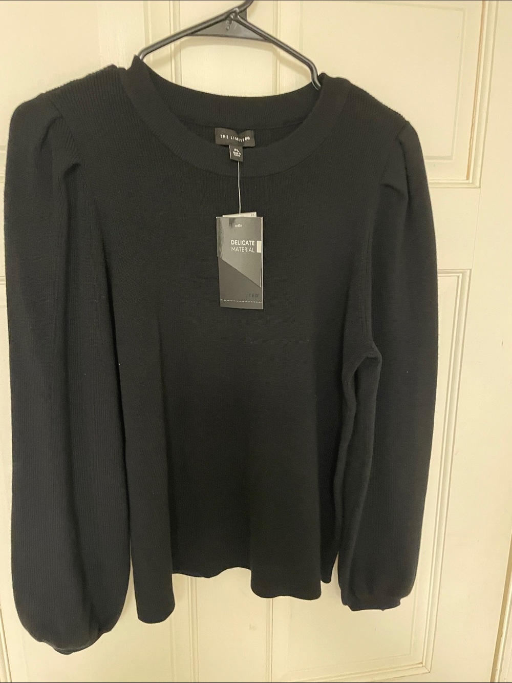 New with tag The Limited Black Ribbed Puff-Sleeve Sweater